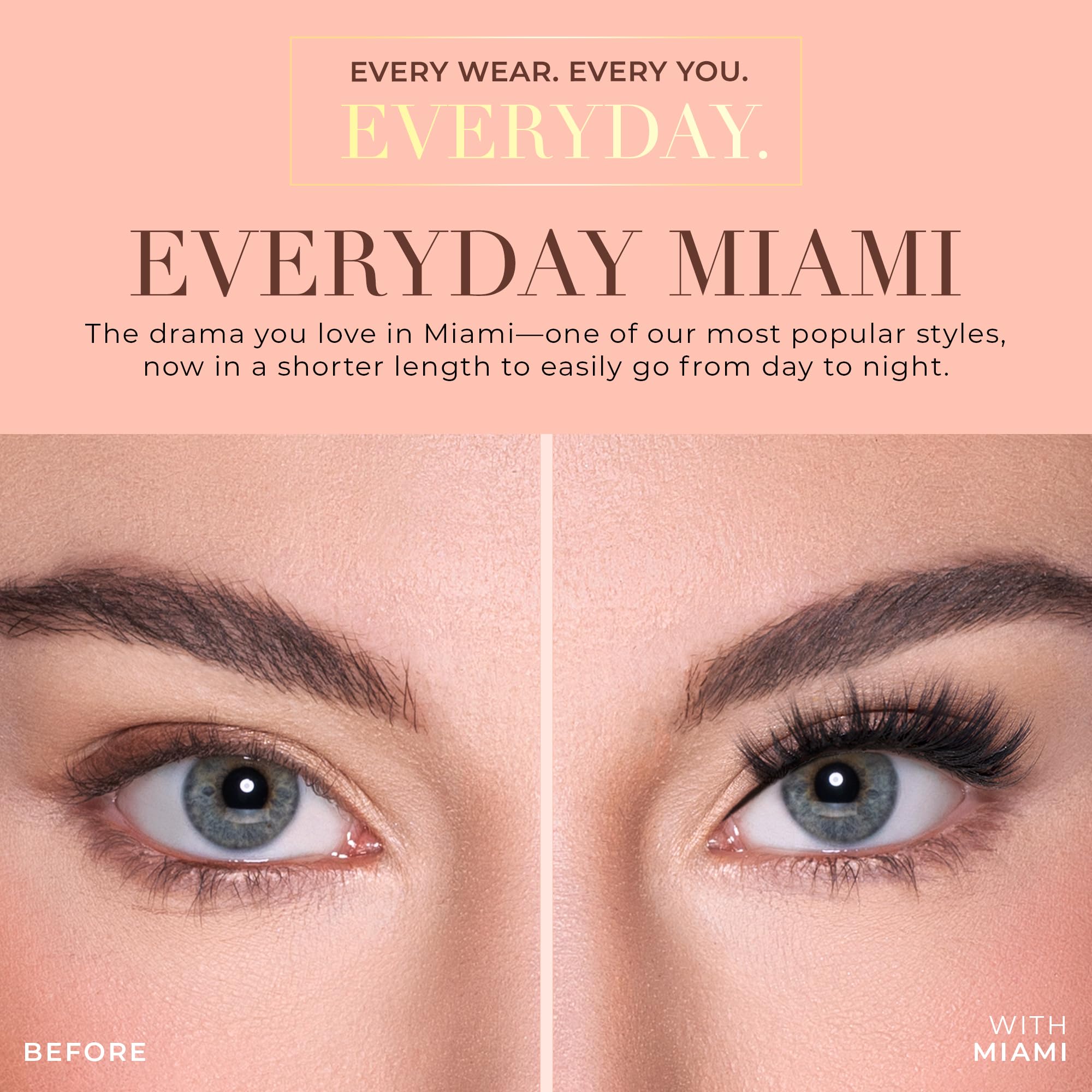 Lilly Lashes Everyday Miami Natural Lashes – Faux Mink, Reusable 20x, 13mm