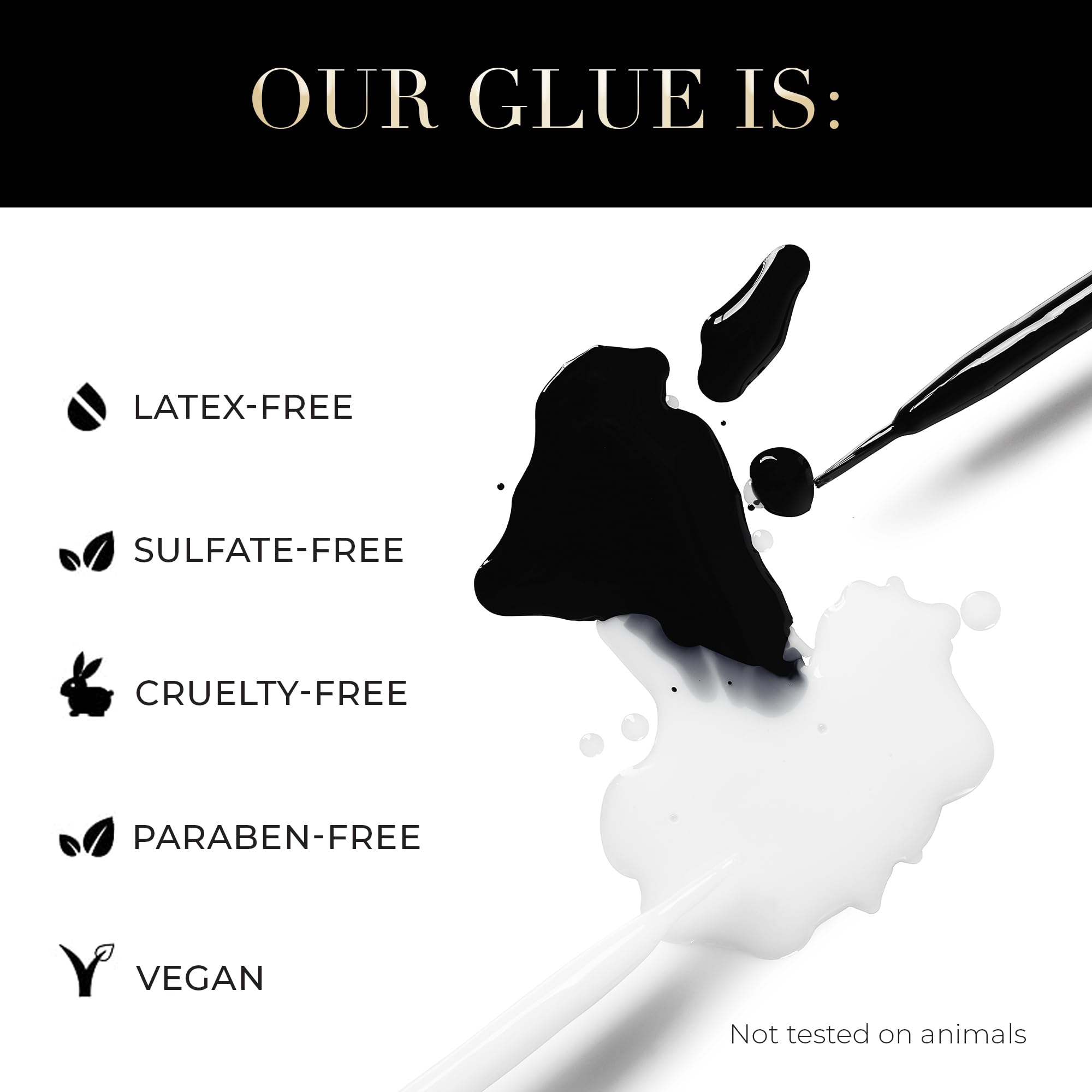 Lilly Lashes Clear Eyelash Glue - Brush-On, Latex-Free Adhesive for False & Natural Lashes