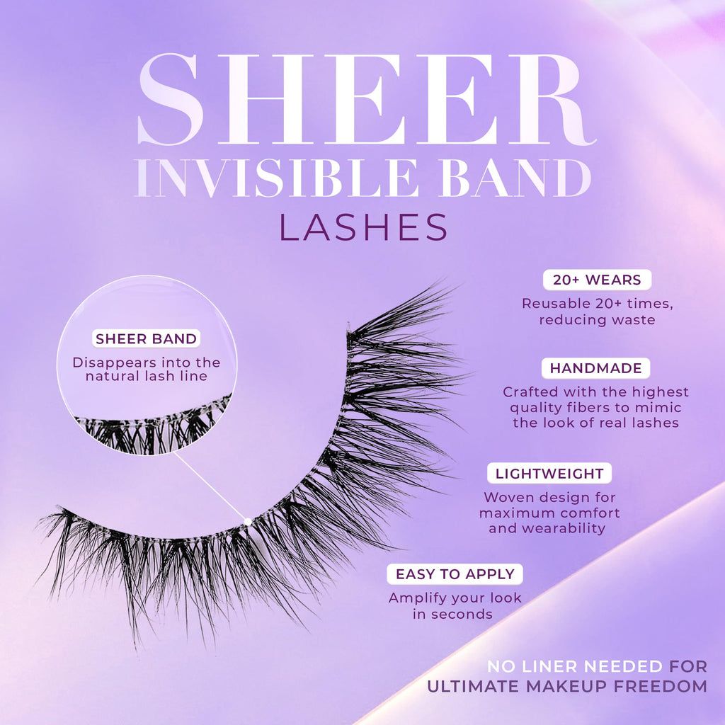 Lilly Lashes Sheer Band 15mm Passionate – Invisible Clear Band Mink Lashes, Reusable Up to 20x