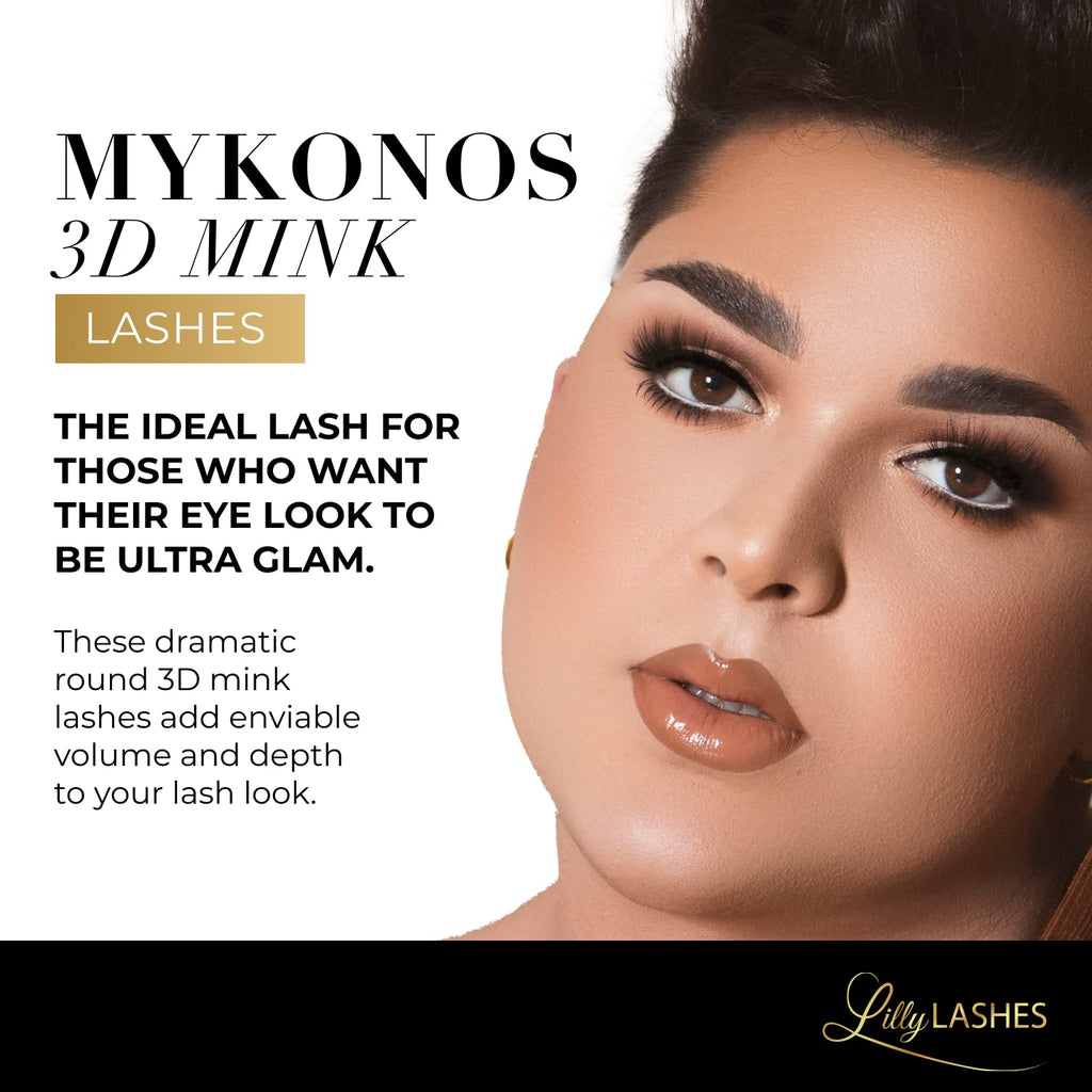 Lilly Lashes Mykonos 3D Mink Lashes – The Original Lilly Lash for Wispy, Natural Look (Reusable Up to 25x)