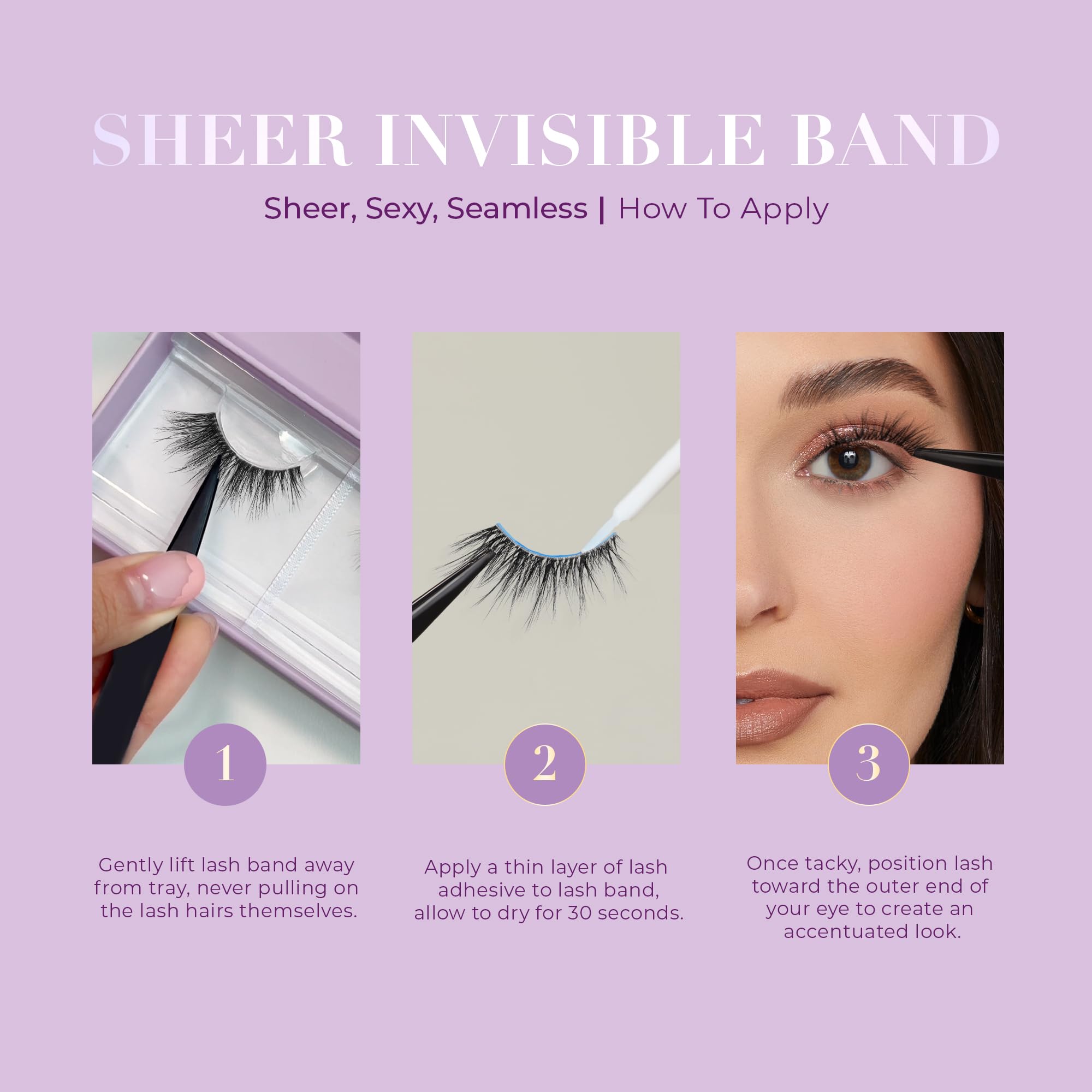 Lilly Lashes Sheer Band 15mm Passionate – Invisible Clear Band Mink Lashes, Reusable Up to 20x