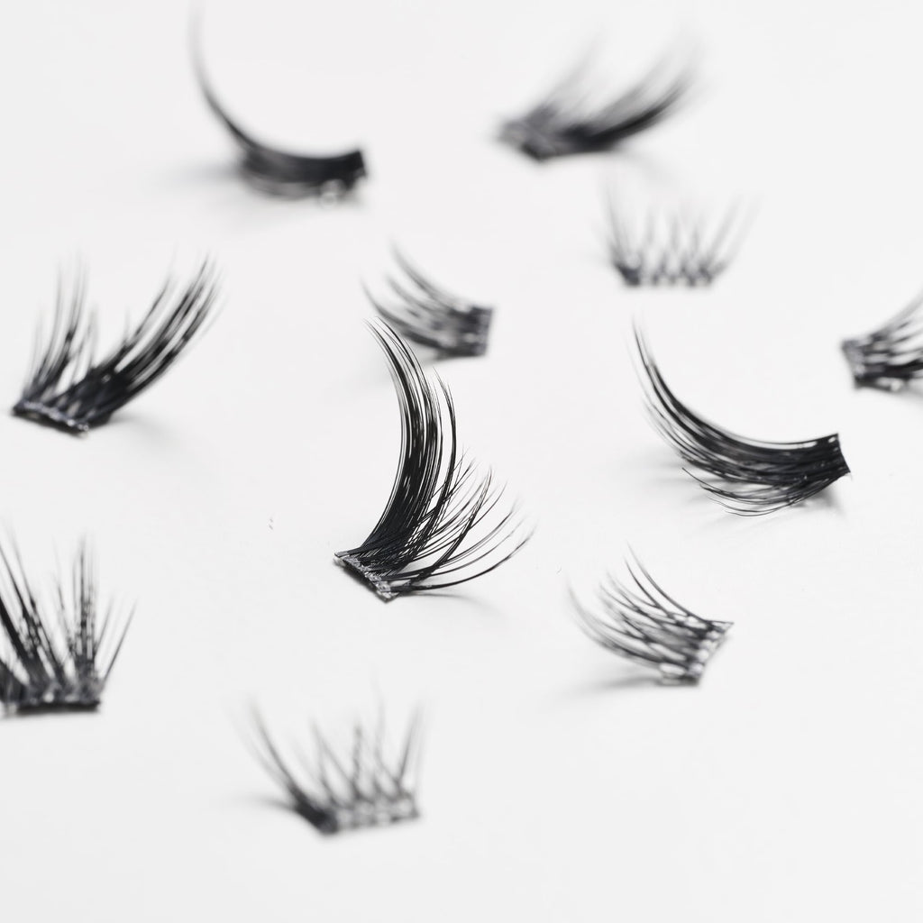 Lilly Lashes Self-Adhesive Edgy Accents Lash Clusters – Pre-Glued Clear-Band False Lashes, 24 Hr Hold