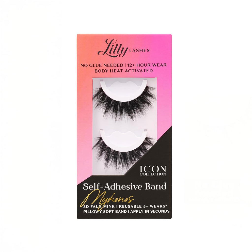 Lilly Lashes Self Adhesive Band 3D Faux Mink Eyelashes – Mykonos | No Glue Needed