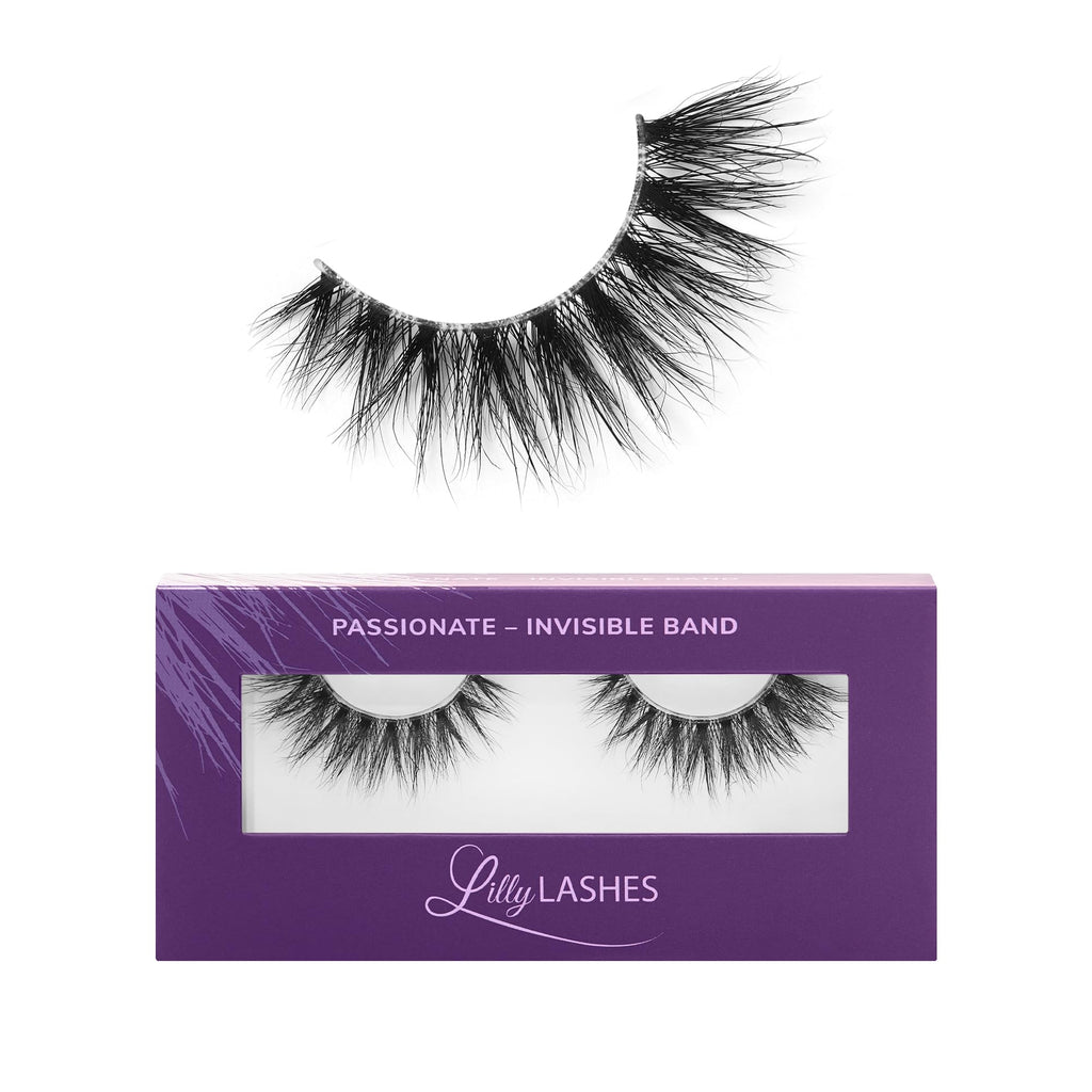 Lilly Lashes Sheer Band 15mm Passionate – Invisible Clear Band Mink Lashes, Reusable Up to 20x