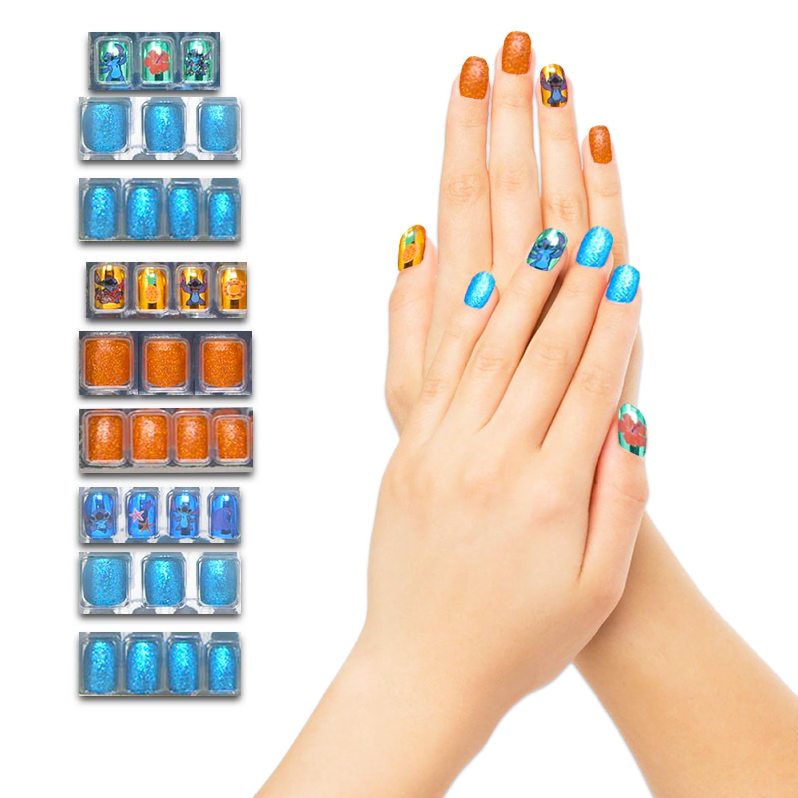 Stitch Nail Art Stickers Set — 36 Lilo & Stitch Press-On Nails Bundle