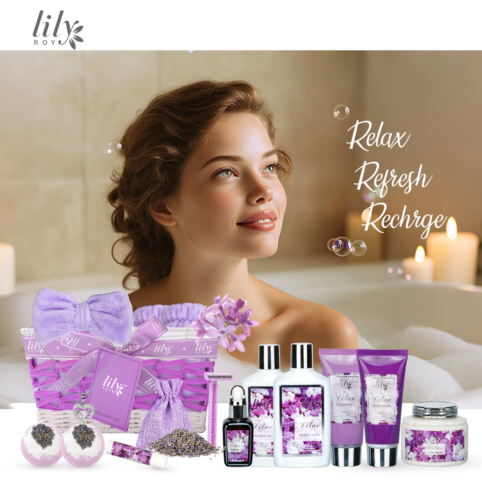 LILY ROY Valentines Day Gifts for Women – 17-Piece Luxury Bath & Body Spa Gift Set