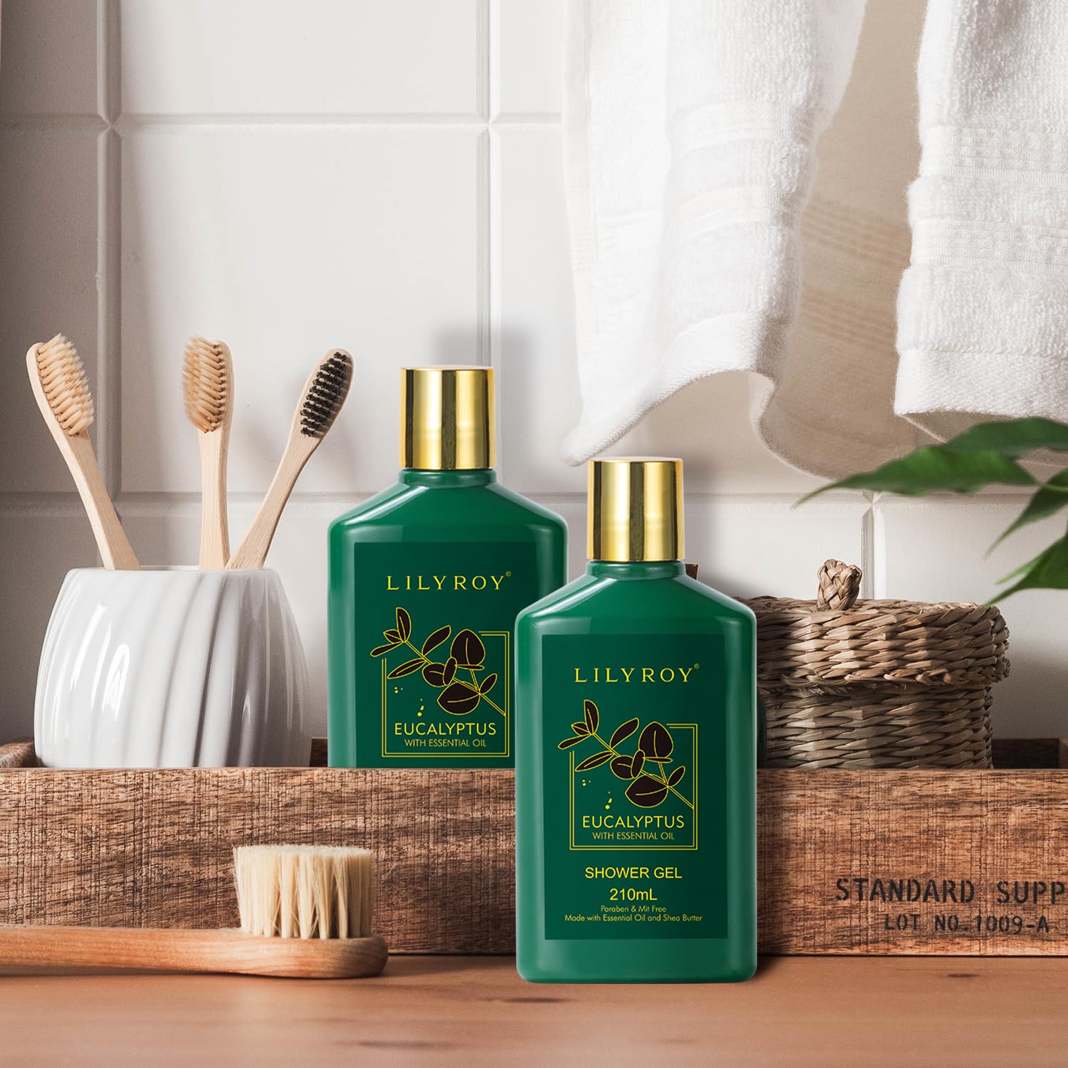 LILY ROY 15-Piece Eucalyptus Bath Gift Set – Valentines Day Spa Basket
