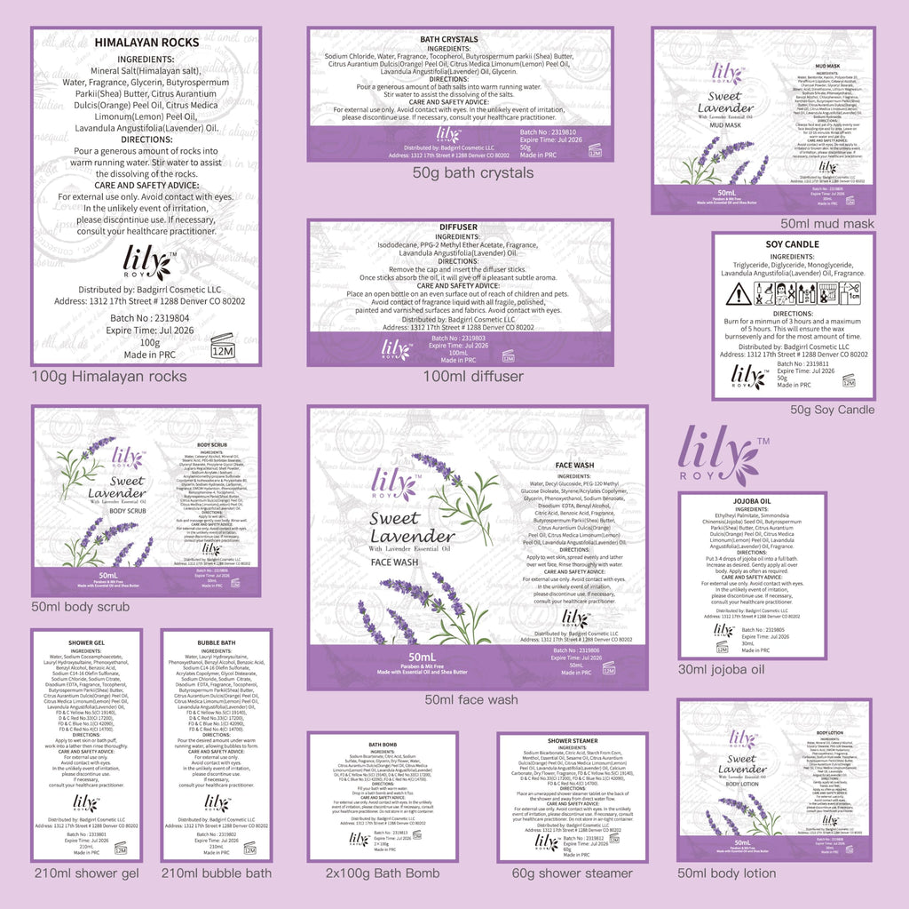 LILY ROY Valentines Spa Gift Set – 22-Piece Lavender Bath & Body Basket