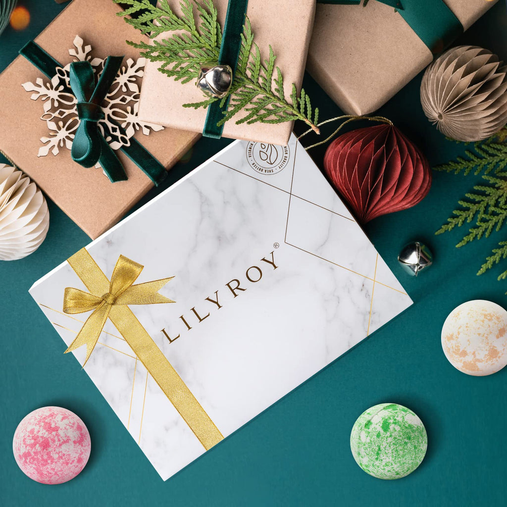 LILY ROY Luxury 15-Piece Bath Gift Set | 6 Bath Salts & 6 Bath Bombs in Elegant Gift Box