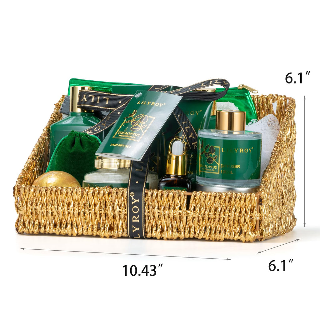 LILY ROY 15-Piece Eucalyptus Bath Gift Set – Valentines Day Spa Basket