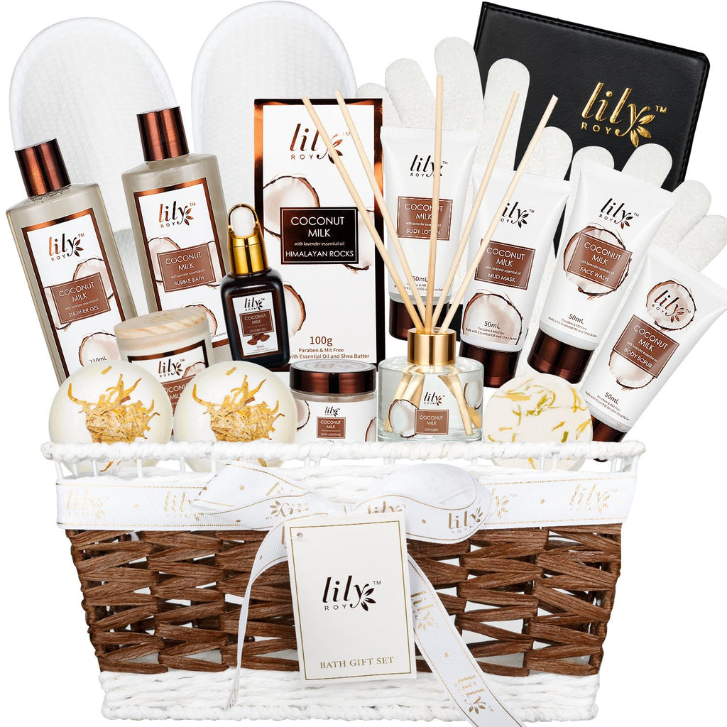 LILY ROY Valentines Day Gifts: 18-Piece Bath & Body Gift Basket for Women