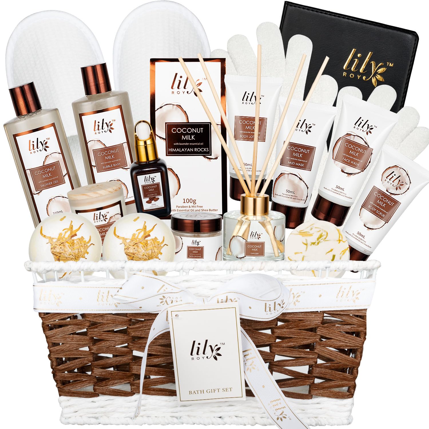 LILY ROY Valentines Day Gifts: 18-Piece Bath & Body Gift Basket for Women