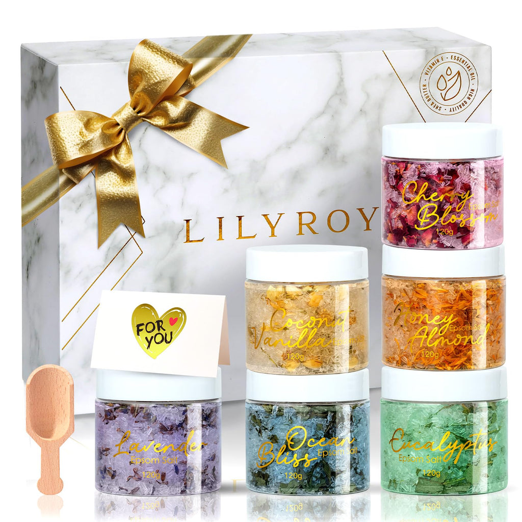 Valentines Day Gifts for Women – 9-Piece Floral Epsom Salt Gift Set | Lily Roy