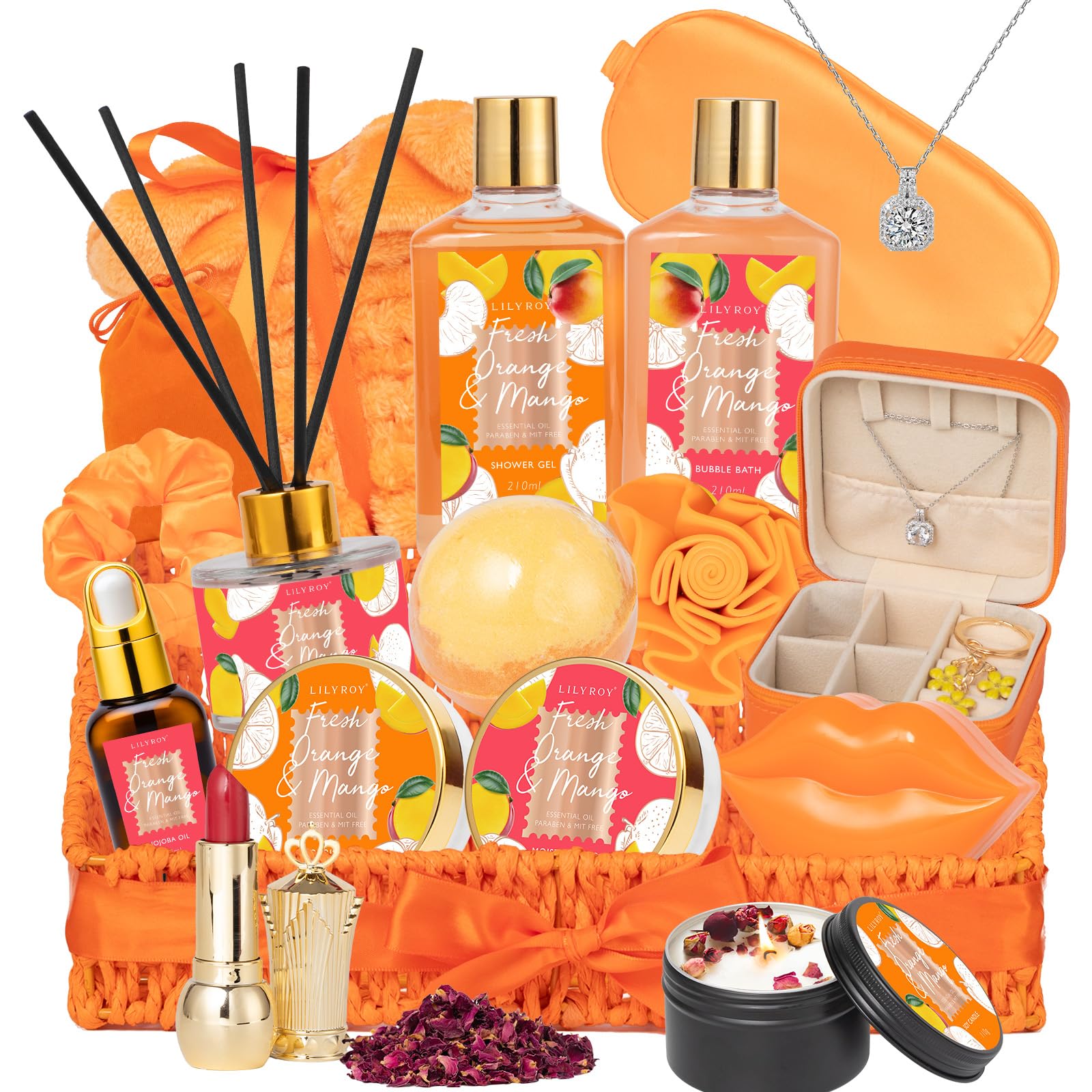 LILY ROY Valentine’s Day Gift Set for Women – 23-Piece Bath & Body Spa Basket