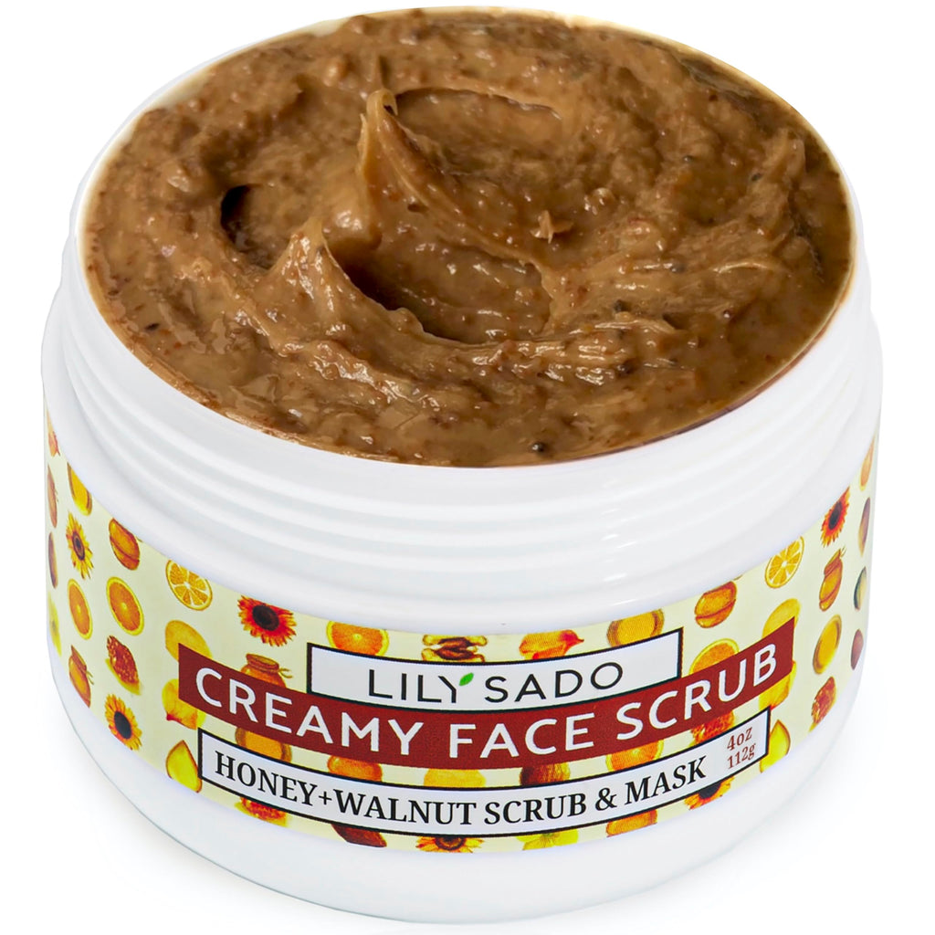 LILY SADO Honey Walnut Creamy Face Scrub Exfoliating Cleanser for All Skin Types