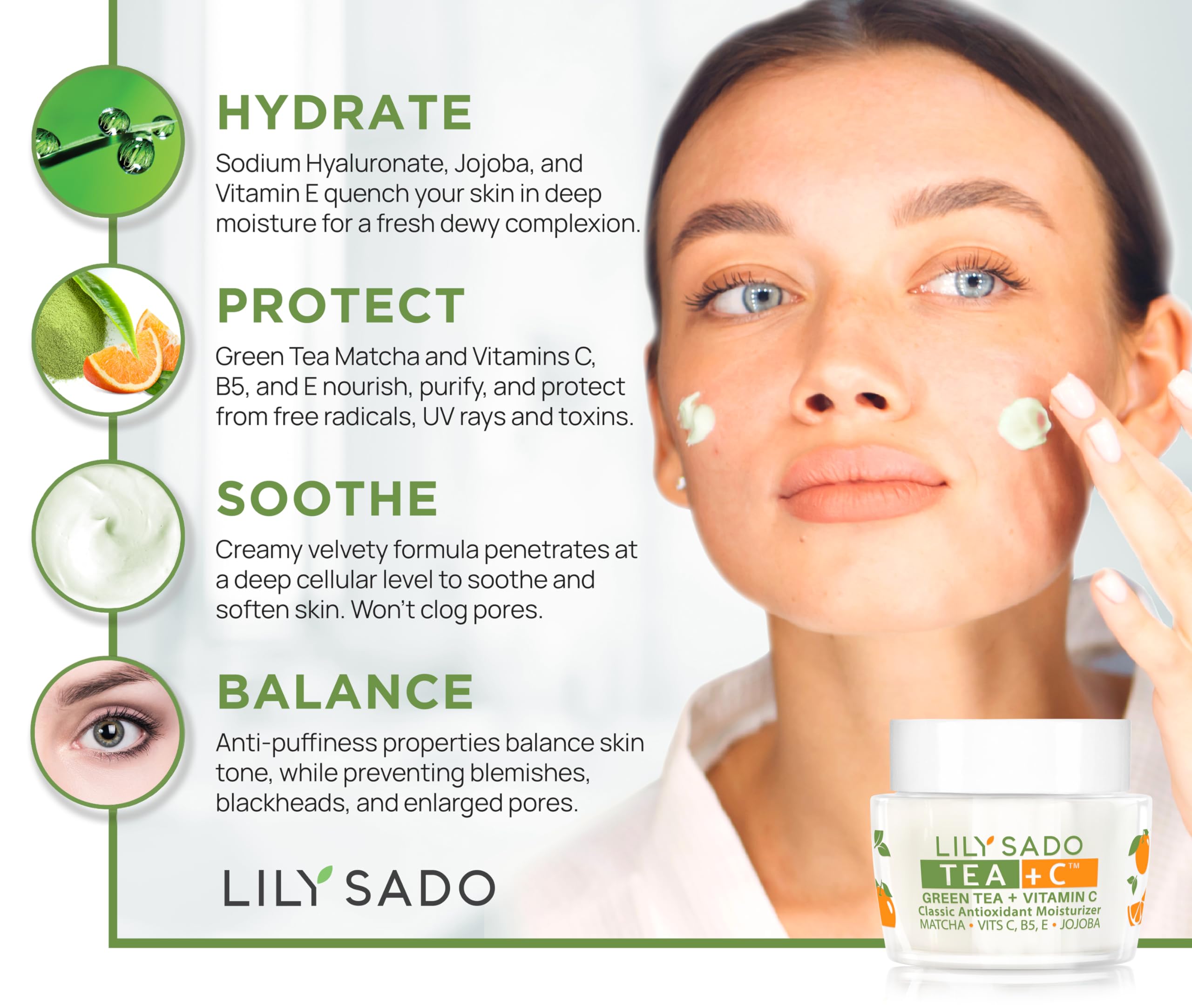 LILY SADO TEA+C Green Tea Matcha & Vitamin C Moisturizer