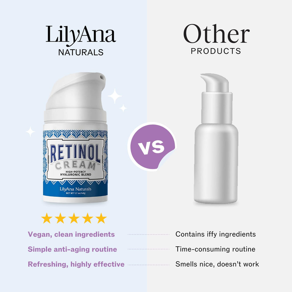 LilyAna Naturals Retinol Face Cream with Hyaluronic Acid – Anti Aging Night Moisturizer for Face & Neck