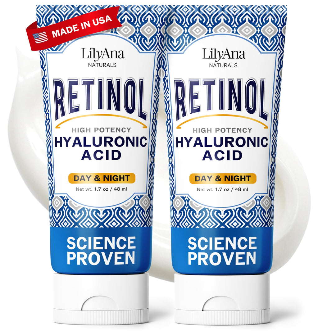 LilyAna Naturals Retinol Cream – Anti-Aging Moisturizer for Face & Neck, USA Made, 1.7oz 2 Pack