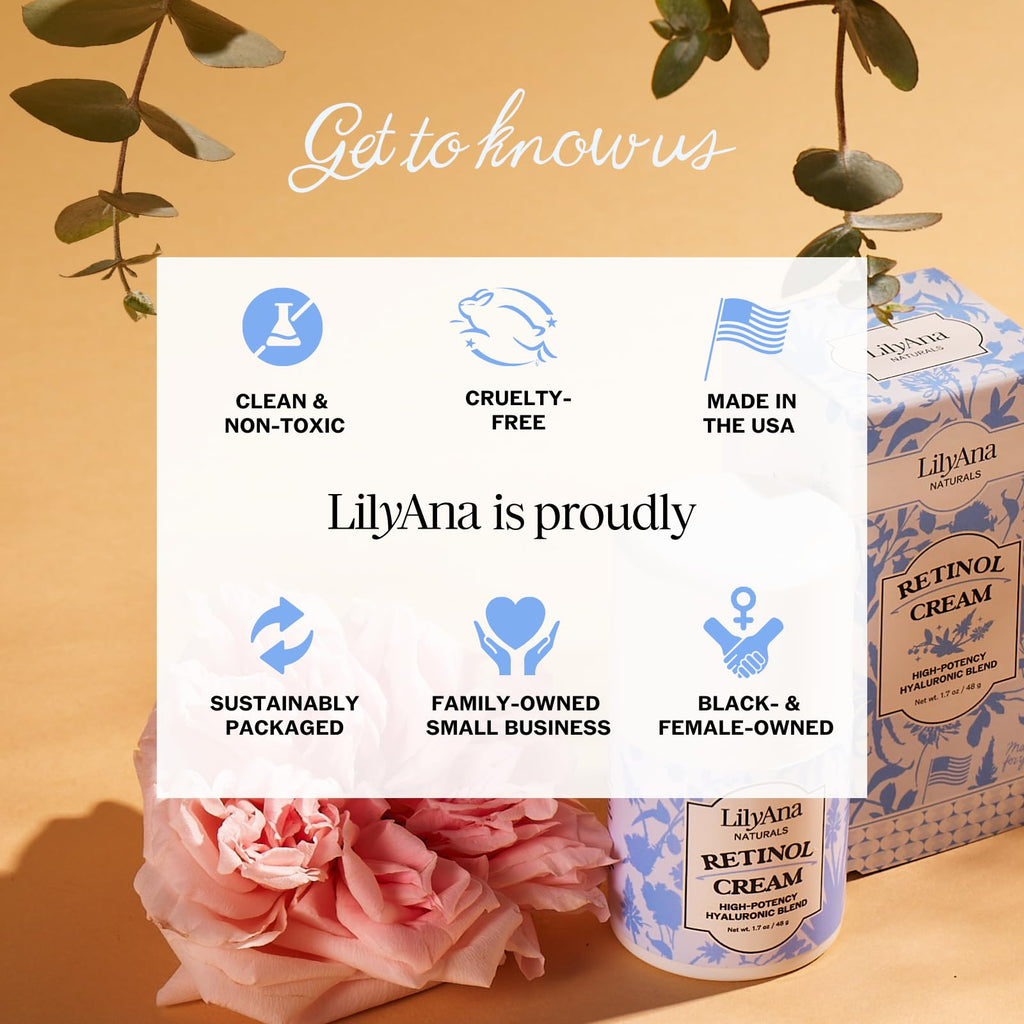 LilyAna Naturals Retinol Face Cream with Hyaluronic Acid – Anti Aging Night Moisturizer for Face & Neck