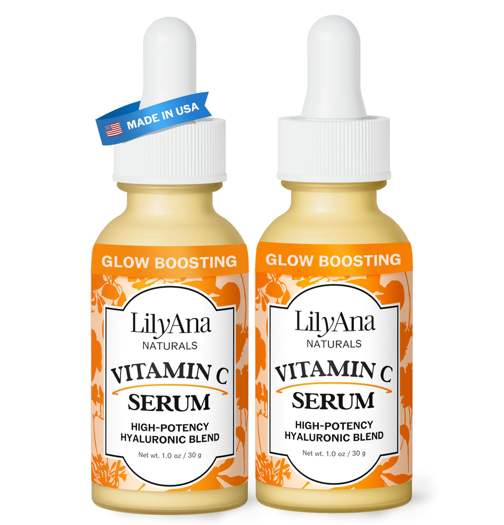 LilyAna Naturals Vitamin C Serum for Face with Hyaluronic Acid & Vitamin E - Double Pack