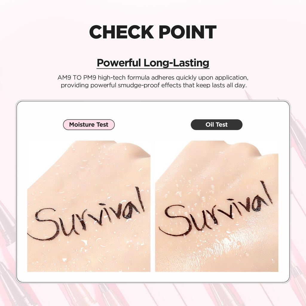 lilybyred AM9 to PM9 Survival Penliner – Korean Waterproof Liquid Eyeliner, 0.1mm Ultra-Fine Brush, Matte Brown 02