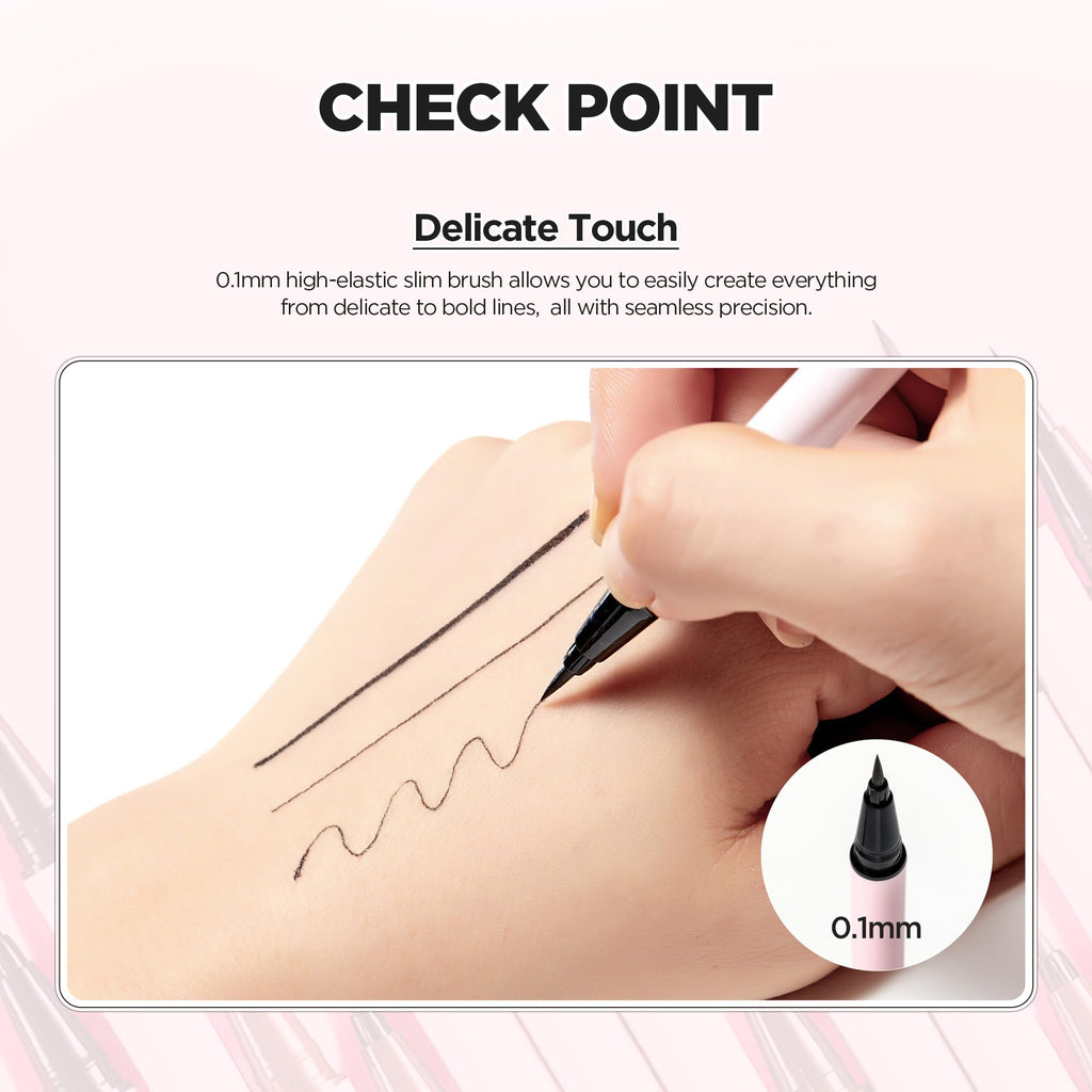 lilybyred AM9 to PM9 Survival Penliner – Korean Waterproof Liquid Eyeliner, 0.1mm Ultra-Fine Brush, Matte Brown 02