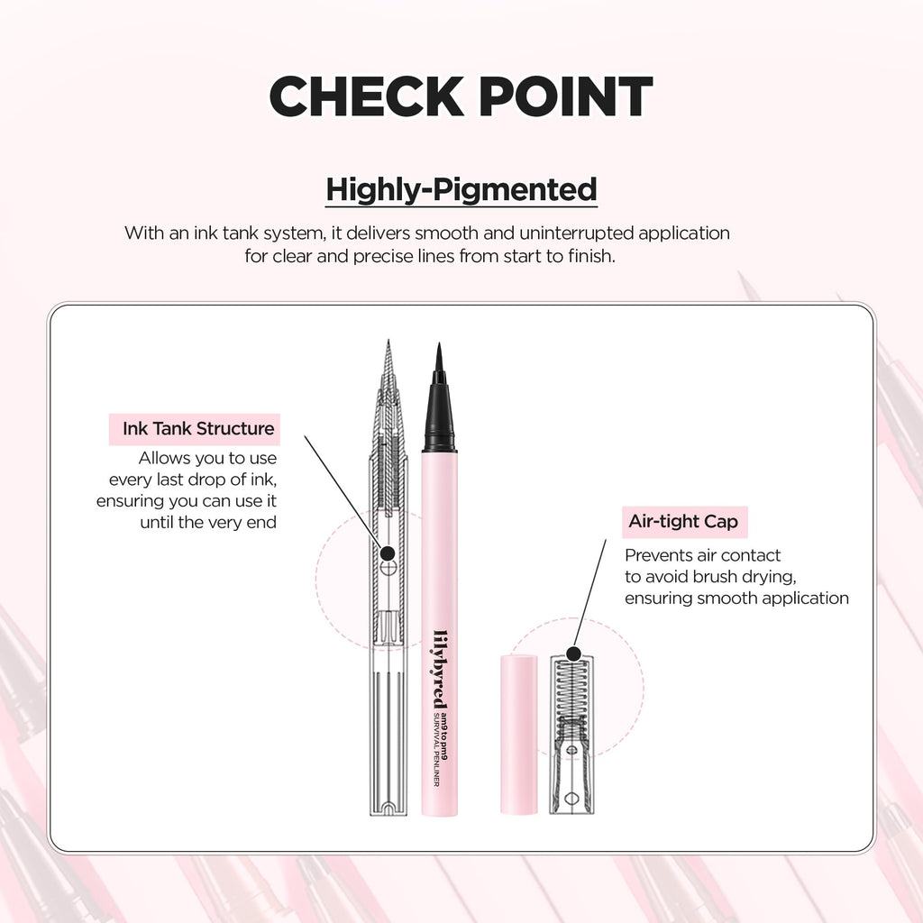 lilybyred AM9 to PM9 Survival Penliner – Korean Waterproof Liquid Eyeliner, 0.1mm Ultra-Fine Brush, Matte Brown 02