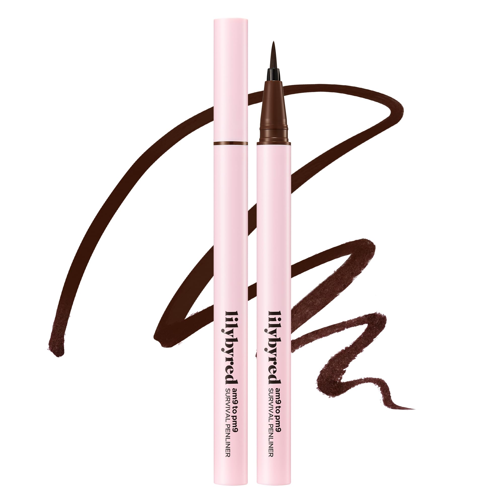 lilybyred AM9 to PM9 Survival Penliner – Korean Waterproof Liquid Eyeliner, 0.1mm Ultra-Fine Brush, Matte Brown 02