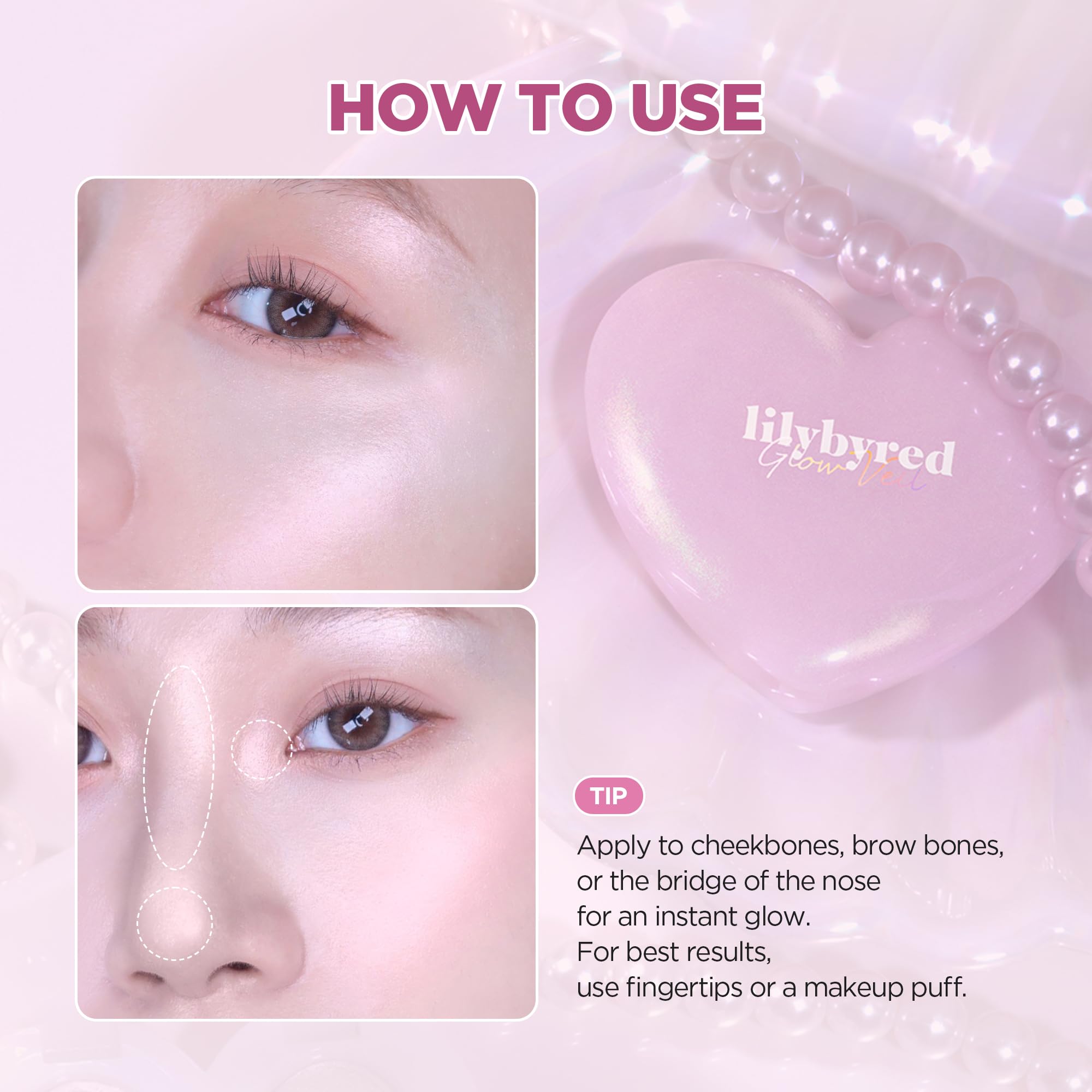 lilybyred Luv Beam Glow Veil — Korean Heart-Shaped Highlighter, Buildable Silky Glow, Long-Lasting Radiance (0.11 oz, 01 Dreamy Beam)
