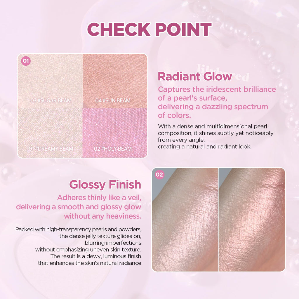 lilybyred Luv Beam Glow Veil — Korean Heart-Shaped Highlighter, Buildable Silky Glow, Long-Lasting Radiance (0.11 oz, 01 Dreamy Beam)