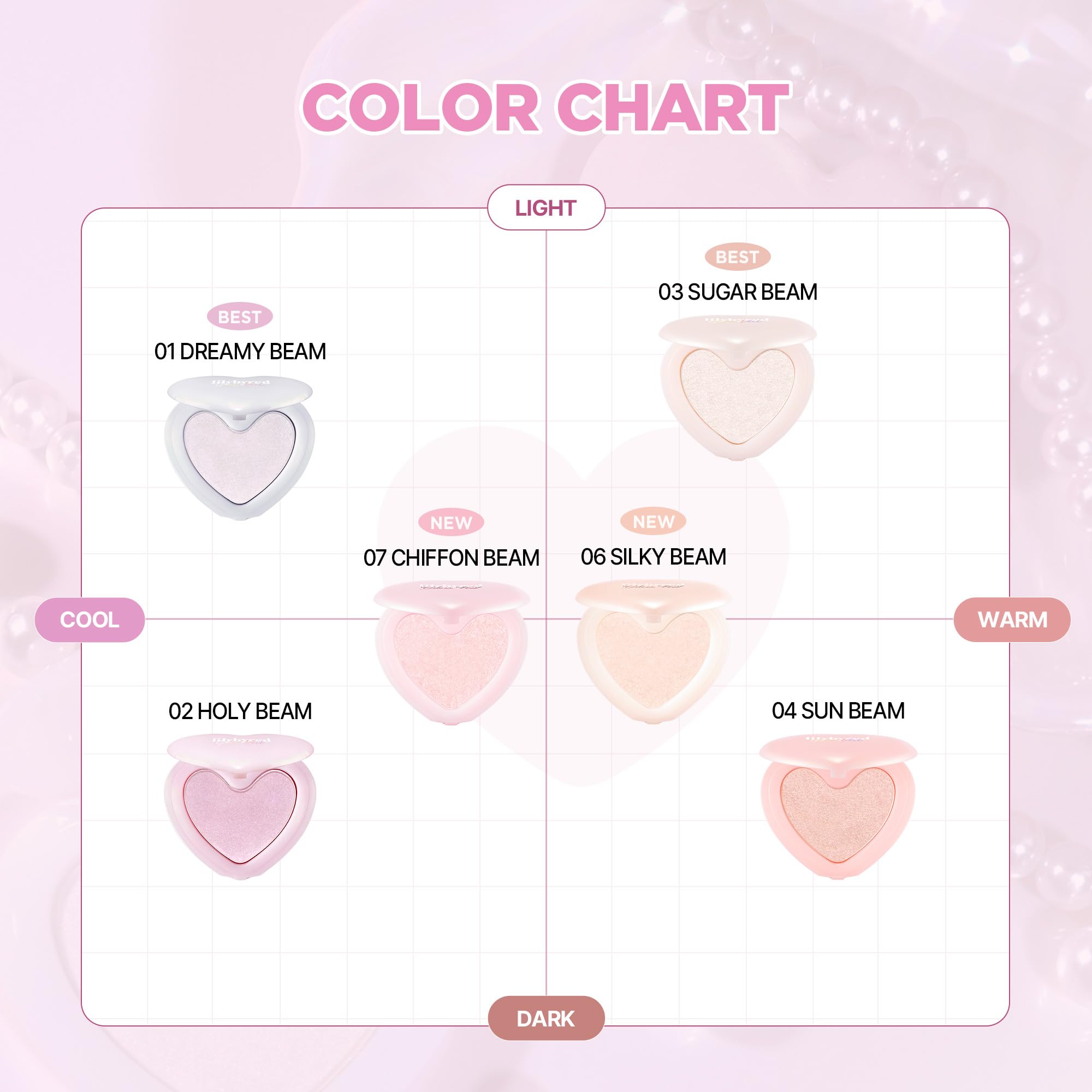 lilybyred Luv Beam Glow Veil — Korean Heart-Shaped Highlighter, Buildable Silky Glow, Long-Lasting Radiance (0.11 oz, 01 Dreamy Beam)