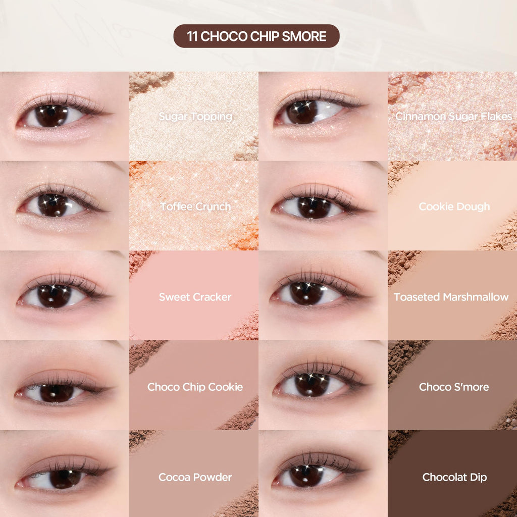 lilybyred Mood Keyboard Palette – 10-Shade Korean Eyeshadow Palette (Chocolate Chip Smore) | Matte, Shimmer & Jelly Glitter