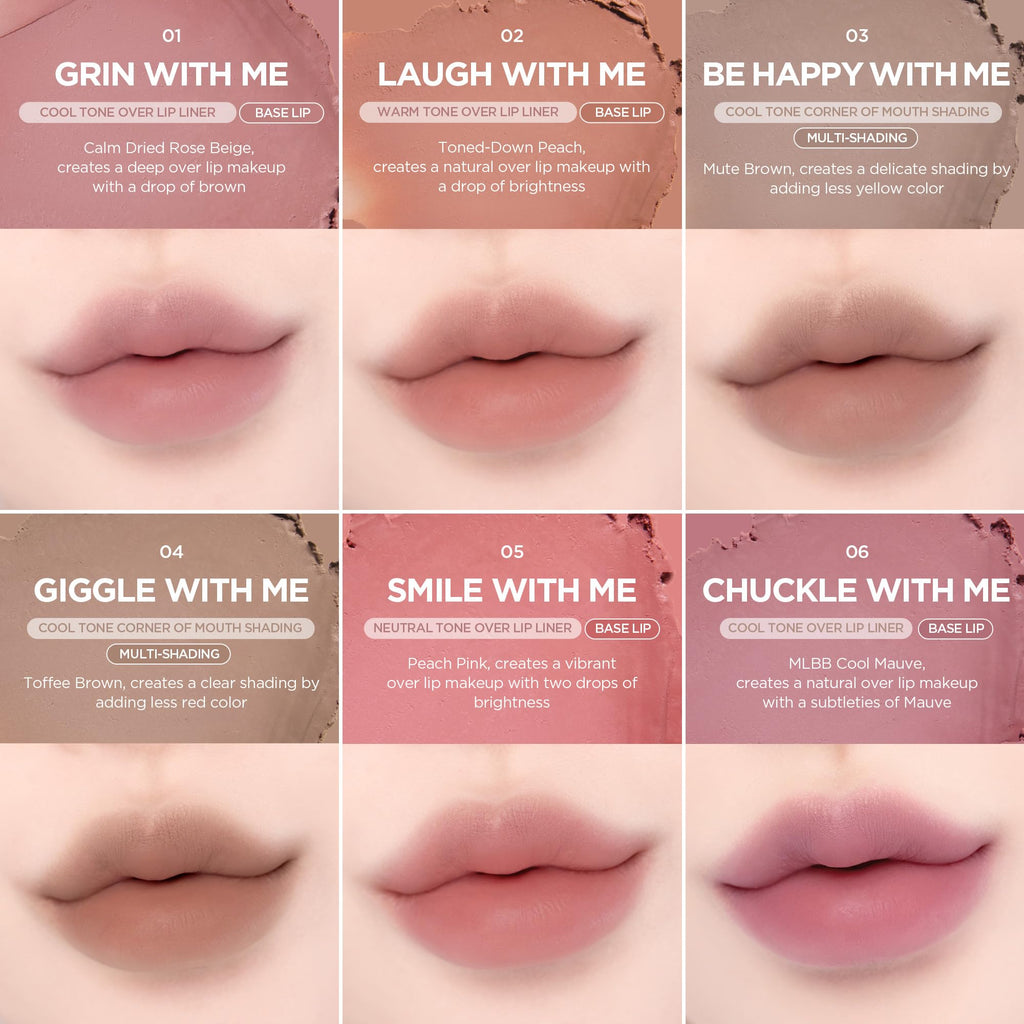 Lilybyred Smiley Lip Blending Stick – 3-in-1 Lip Liner, Precise Contour, Matte Finish, Almond Oil Hydration