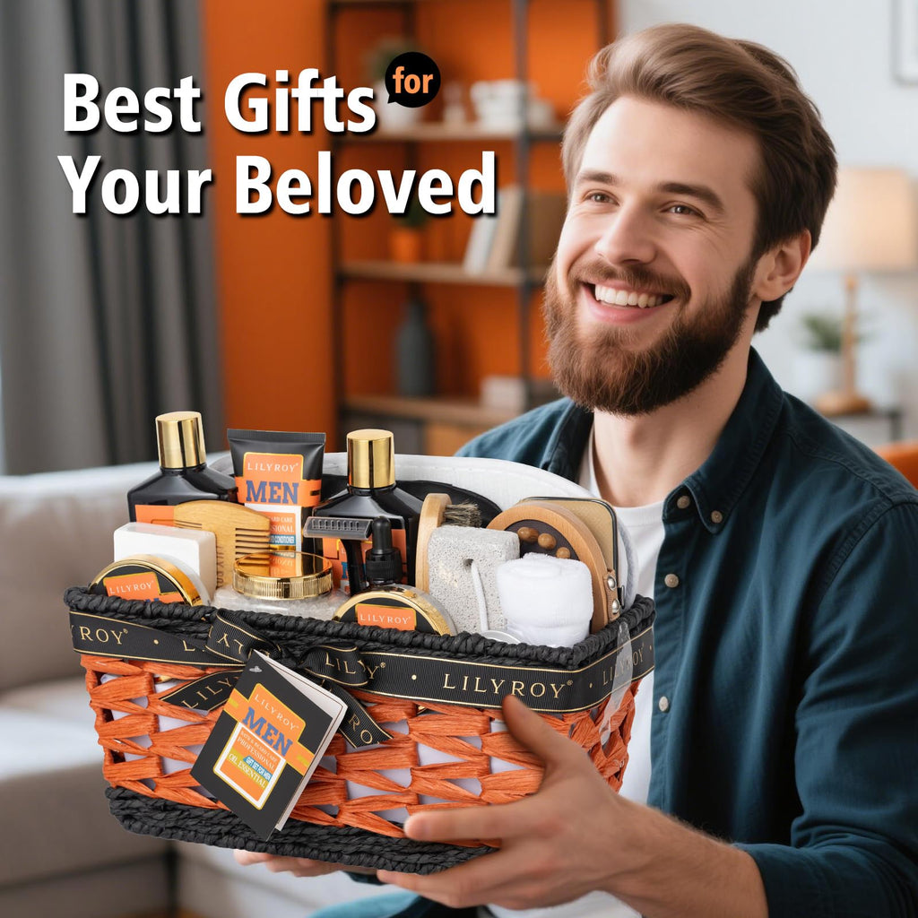 LILY ROY 26-Piece Men’s Spa Gift Basket – Luxury Grooming Set