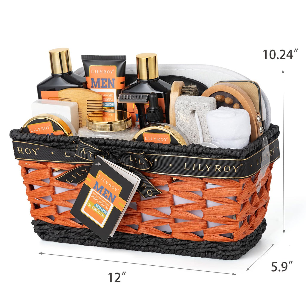 LILY ROY 26-Piece Men’s Spa Gift Basket – Luxury Grooming Set