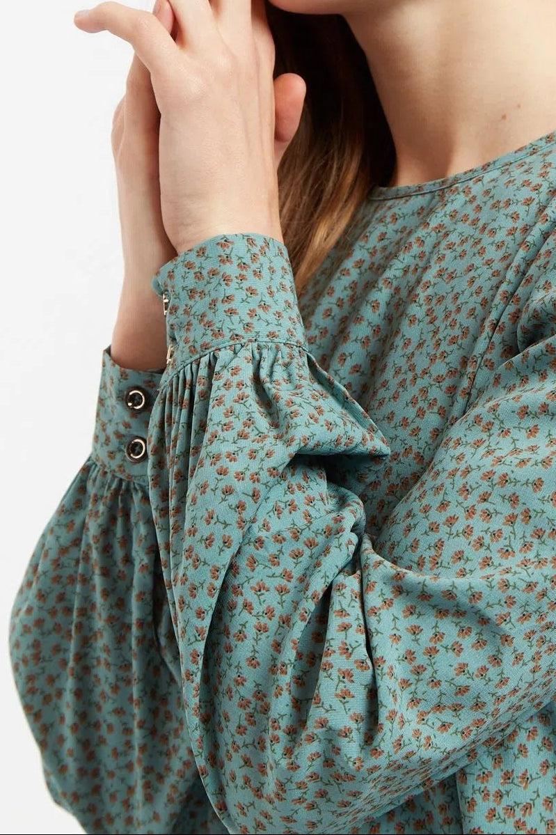 Lima Posy Patchwork Print Long Sleeve Blouse