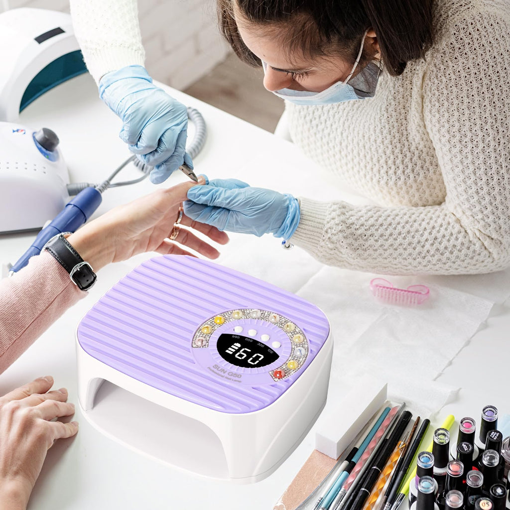 LimeGirl UV LED Nail Lamp Kit — Cordless Purple Gel Dryer with 45 Beads