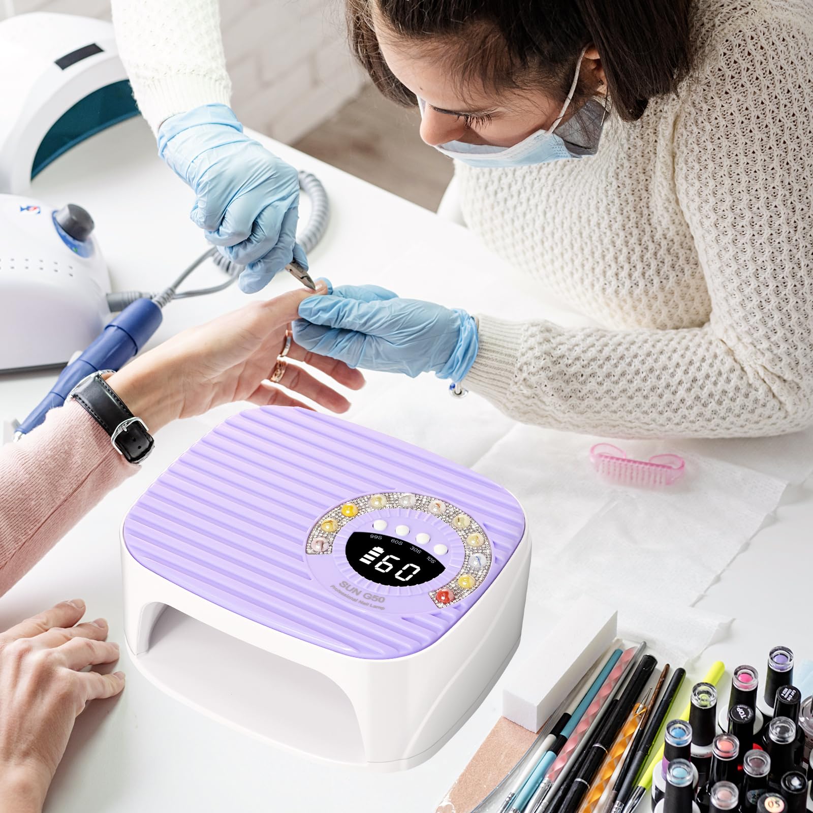 LimeGirl UV LED Nail Lamp Kit — Cordless Purple Gel Dryer with 45 Beads