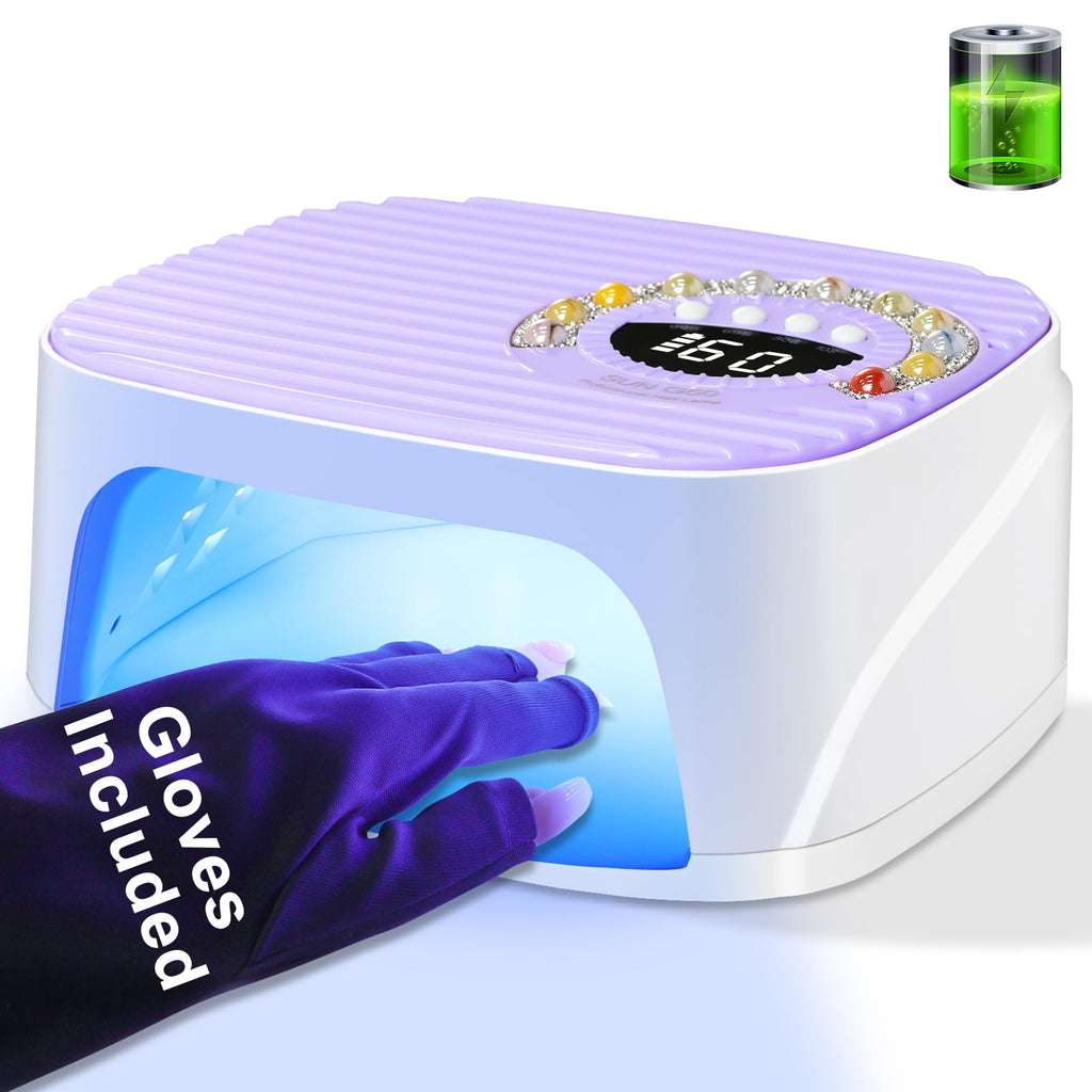 LimeGirl UV LED Nail Lamp Kit — Cordless Purple Gel Dryer with 45 Beads