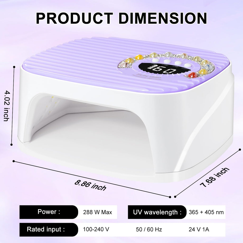 LimeGirl UV LED Nail Lamp Kit — Cordless Purple Gel Dryer with 45 Beads