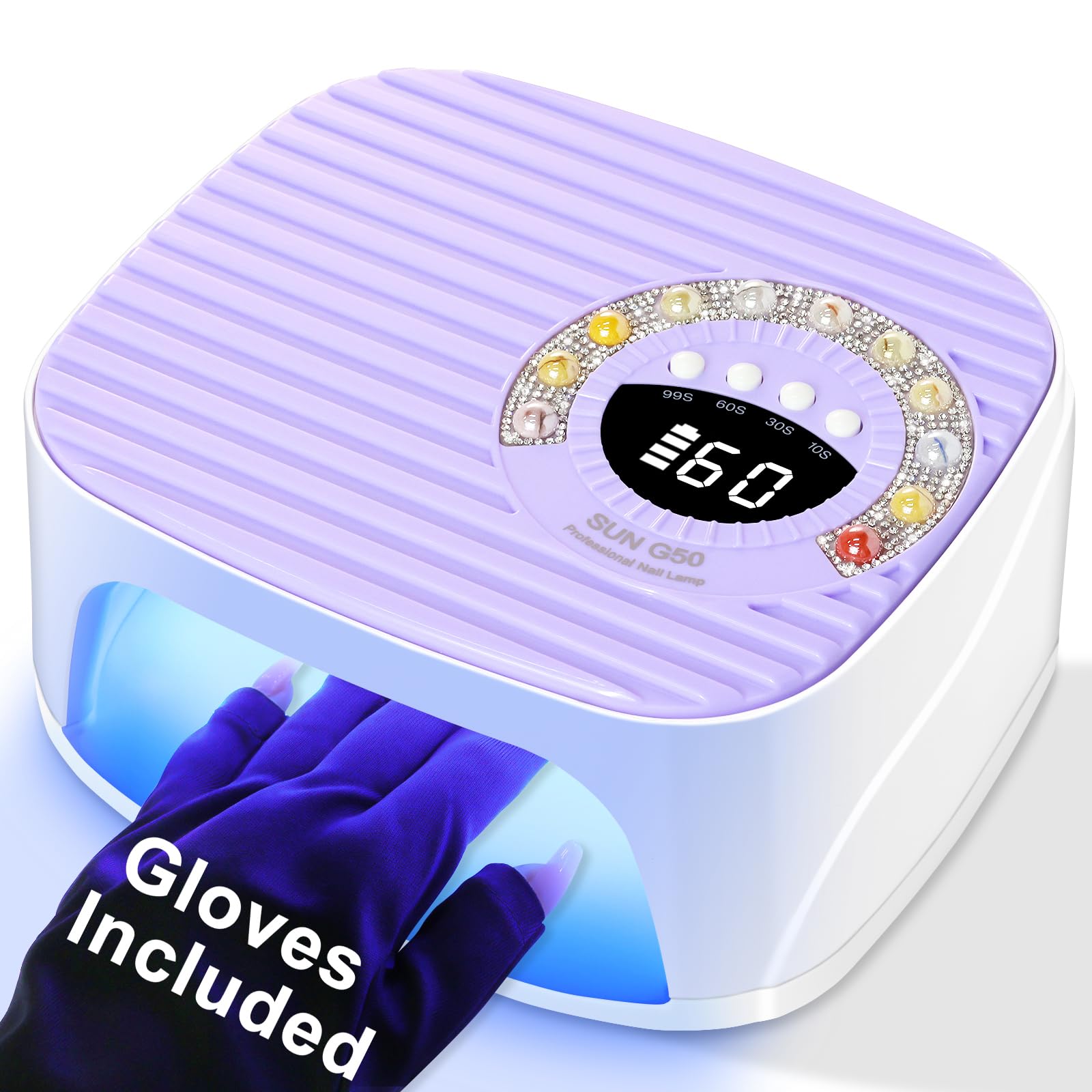 LimeGirl UV LED Nail Lamp Kit — Cordless Purple Gel Dryer with 45 Beads