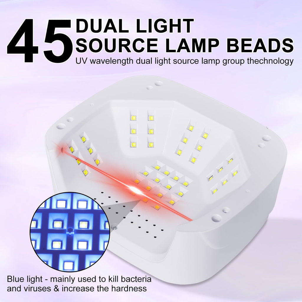 LimeGirl UV LED Nail Lamp Kit — Cordless Purple Gel Dryer with 45 Beads