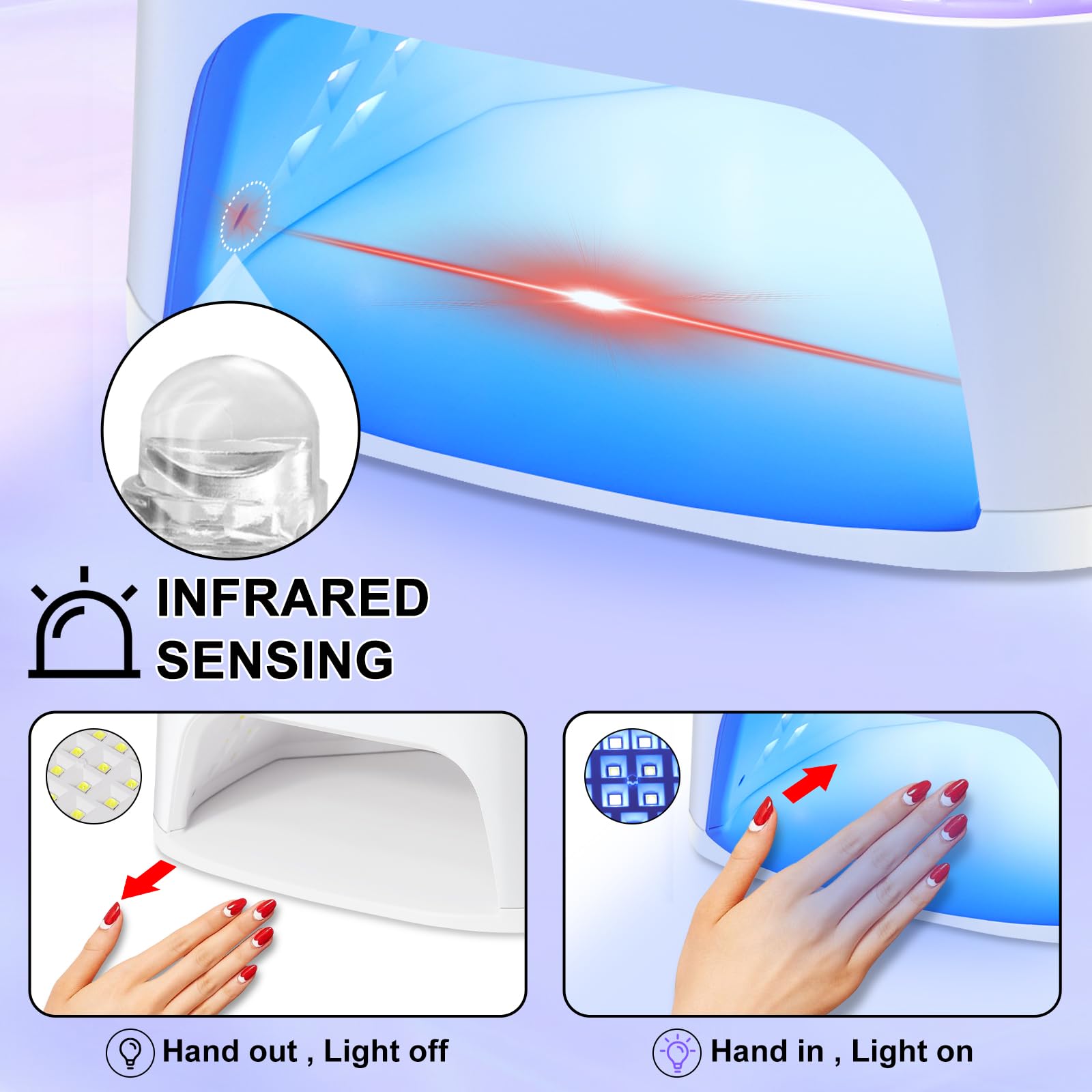 LimeGirl UV LED Nail Lamp Kit — Cordless Purple Gel Dryer with 45 Beads