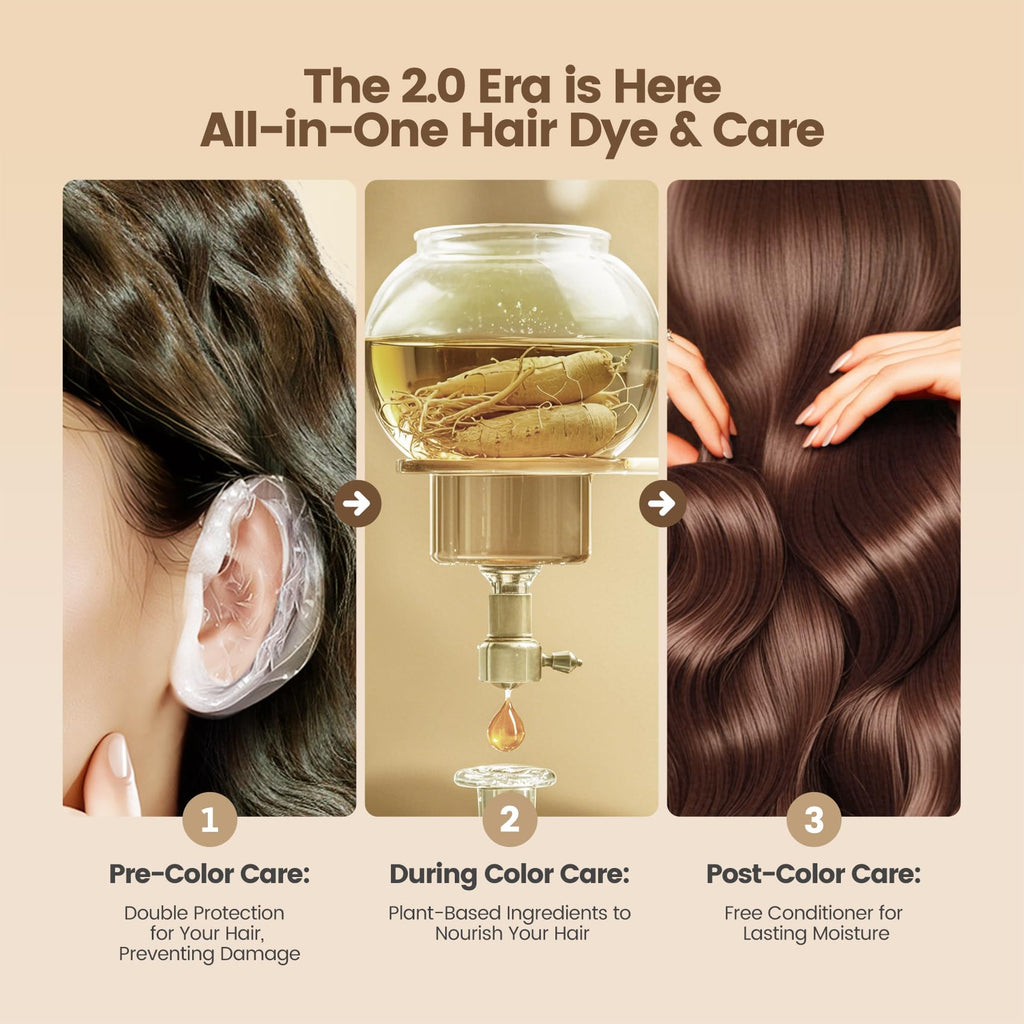 Limer Hair Dye Shampoo Coffee Color – 3-in-1, Ammonia-Free Natural Herbal Color Shampoo