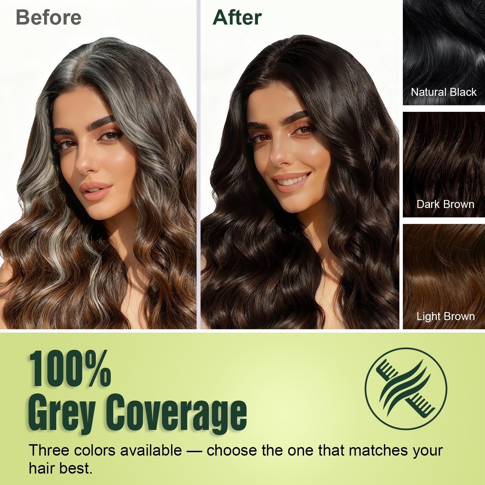 Limer Hair Dye Shampoo Light Brown – PPD-Free, Ammonia-Free, 6-in-1 Herbal Color (200ml)