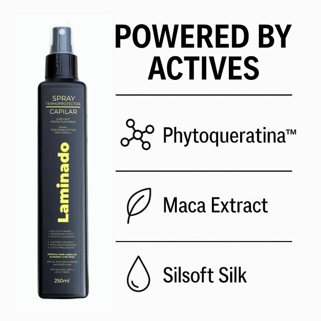 Lina Zapata Lz Heat Protectant Spray for Hair – Anti-Frizz, Phytokeratin, No-Rinse, All Hair Types (8.45 fl oz)
