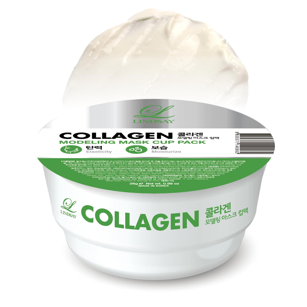 LINDSAY HOME AESTHETICS Collagen Modeling Mask Cup Pack – Korean Peel-Off Mask with Spatula (6 pcs)