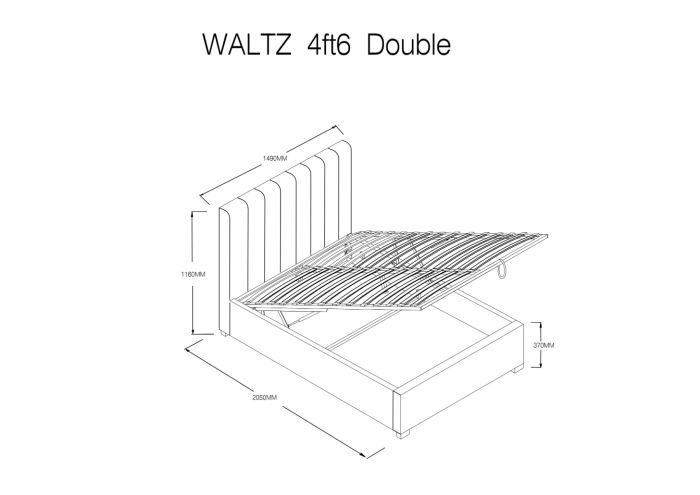 Waltz Double Fabric Ottoman Bed Grey