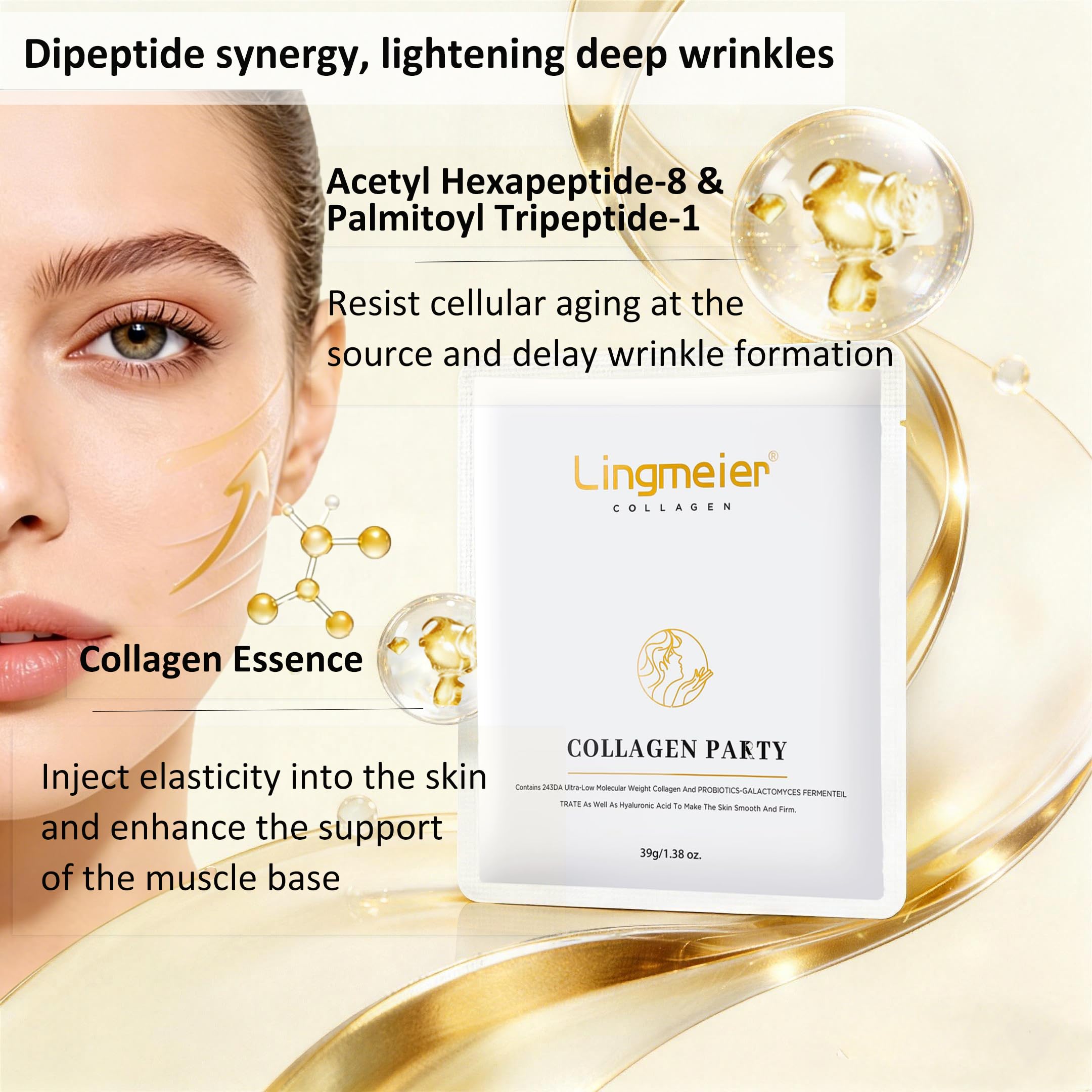 Lingmeier Hydrating Overnight Collagen Mask – 4 Sheets for Deep Moisture & Elasticity