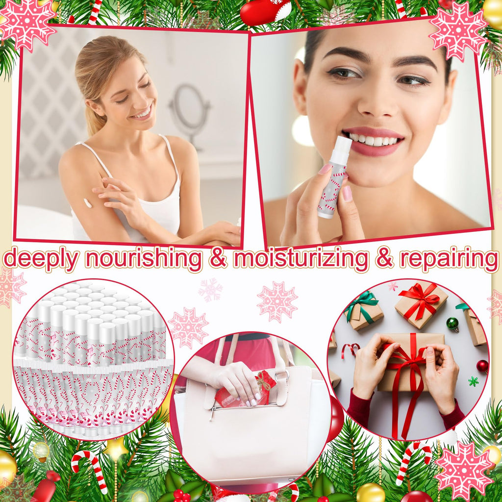 Linyuthia 24 Sets Candy Cane Hand Cream & Lip Balm Gift Set – Christmas & Wedding Favors